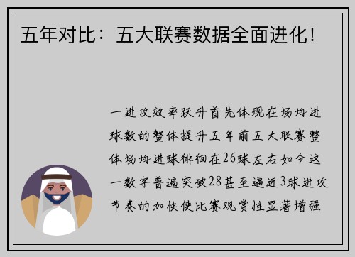 五年对比：五大联赛数据全面进化！